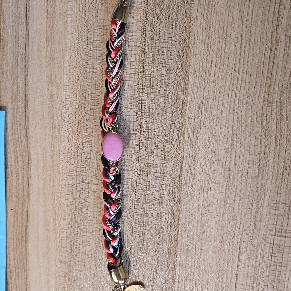 Vintage Laura janelle stamped adjusted braided ribbon bracelet  y2k boho